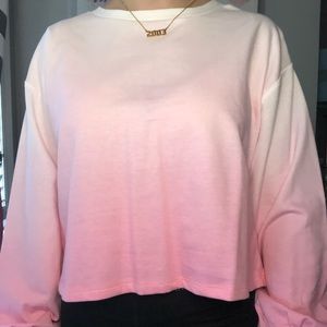Pink Ombré Cropped Long Sleeve